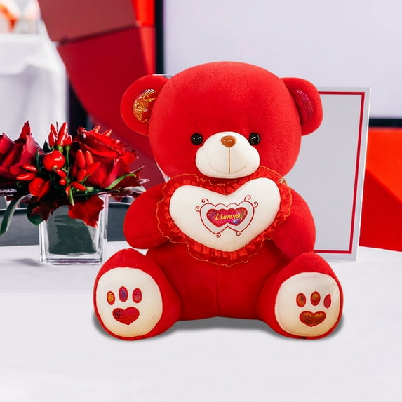 Valentine's Day Cute Plush Heart Bear – Adorable Love-Themed Teddy Doll, Soft Stuffed Bear Gift for Birthday and Holiday Romantic Plush Toy for Couples
