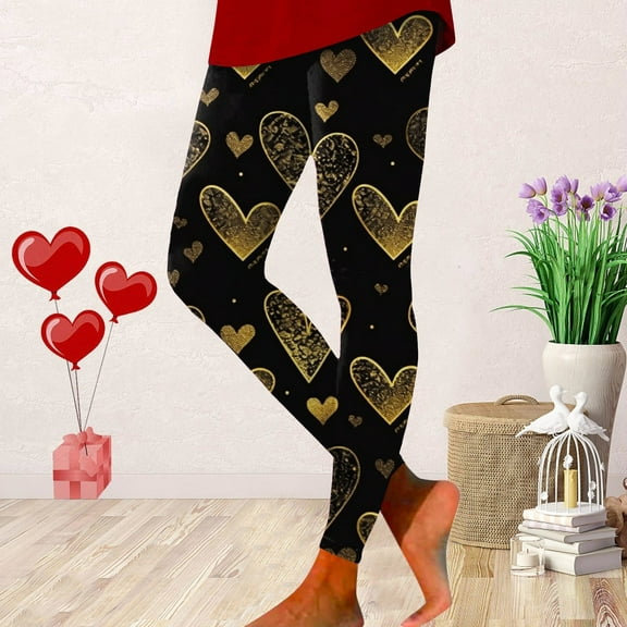 Valentine's Day Cute Print High Waist Skinny Comfortable Sports Leggings For Women Clothes Women plus Size Athletic Skirt with Leggings Girls Figure Skating Pants Footless Clothes for plus Size Women