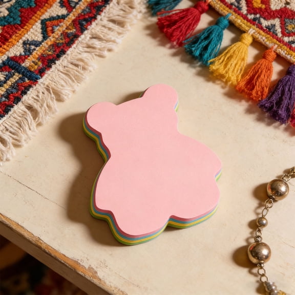 Valentine's Day Cute Shaped Sticky Notes,100 Sheets Each,Cartoon Design Memo Pads Set,Fun Note Paper for Students,Journaling,Planning- Bear,Pink3