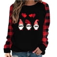 thumbnail image 1 of Valentine's Day Cute Sweatshirts for Women Plaid Patchwork Letter Graphic Print Long Sleeve Crew Neck Loose Tops(Red,XXL), 1 of 4