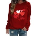 thumbnail image 1 of Valentine's Day Cute Tops Womens Love Heart Print Sweatshirts Holiday Crewneck Long Sleeve Pullover, 1 of 3