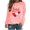 thumbnail image 1 of Valentine's Day Cute Tops Womens Love Heart Print Sweatshirts Holiday Crewneck Long Sleeve Pullover, 1 of 3