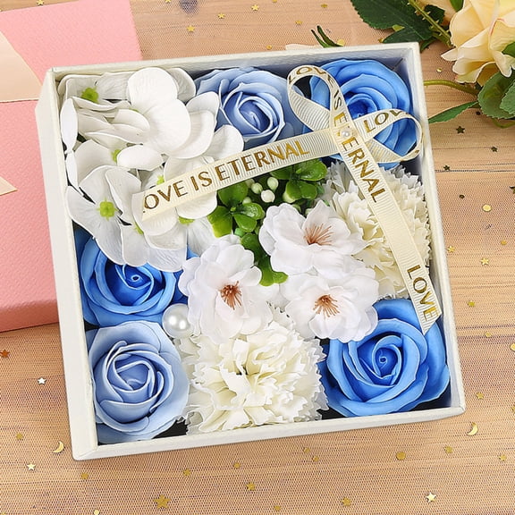 Valentine's Day DIY Soap Flower Gift Rose Box Wedding Home Festival Gift New Fall Flowers, Blue