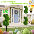 thumbnail image 1 of 28.7'' Artificial Boxwood Easter Bunny Topiary, Reusable Faux Plant Bunny Topiary Ball,Easter Holiday Garden Porch Decor,Green Spring Outdoor Indoor Decor(1PC), 1 of 7