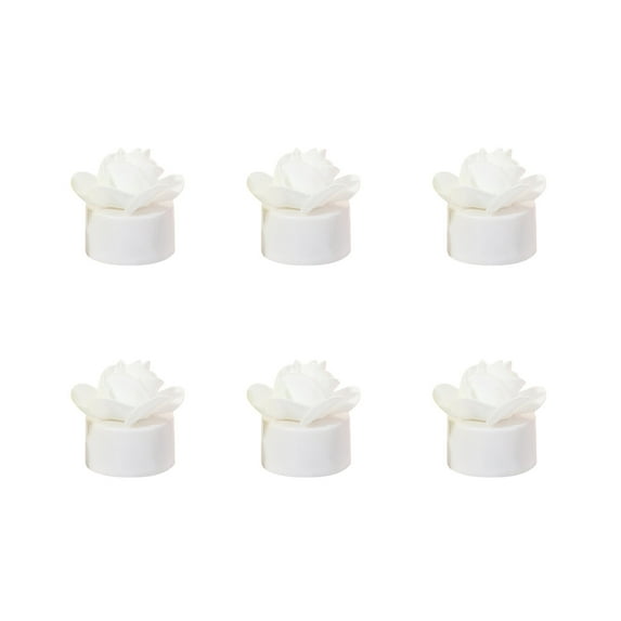 Valentine's Day Decor 6 PCS Flameless LED Candles White Rose Tealights Battery Operated LED Fake Candles Romantic Home Decor Centerpiece Table Decorations Wedding Aniversary Valentines Day Decor