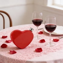 Valentine's Day Decor Heart Shaped Perfume Bottle Red Glass Vessel Silver Cap Rose Petals Romantic Valentine Gifts for Her