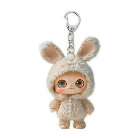 Valentine's Day Decor Keychain Bunny Bag Charms Purse 2D Acrylic Rabbit Key Chains Women Cute Beige Bunny Keychain for Backpack 2.36" Mini Rabbit Keychain Purse Charm Pendant Gift for Women