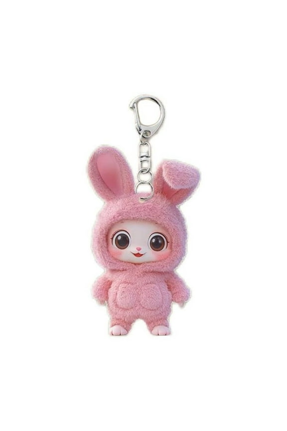 Valentine's Day Decor Keychain Bunny Bag Charms Purse 2D Acrylic Rabbit Key Chains Women Cute Pink Bunny Keychain for Backpack 2.36" Mini Rabbit Keychain Purse Charm Pendant Gift for Women