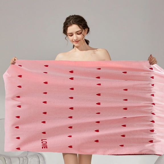 Valentine's Day Decor Love Heart Towels 27x55 Inches Extra Large Bath Towels Lightweight Super Soft and Absorbent Hand Towels for Bathroom Pool Beach Valentines Day Decorations