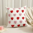 thumbnail image 1 of Valentine's Day Decor Valentines Day Pillow Covers 18x18 Inch Soft Plush Faux Fur Jacquard Heart Throw Pillows for Bedroom Sofa Holiday Festivals Home Decor Valentines Anniversary Wedding Decorations, 1 of 6