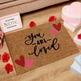 thumbnail image 1 of Valentine's Day Decor Valentines Day Welcome Doormat Red Heart Coco Coir Door Mat Valentine Front Door Mats Decorative Wedding Anniversary Couple Non-slip Washable Floor Mat Indoor Outdoor, 1 of 3
