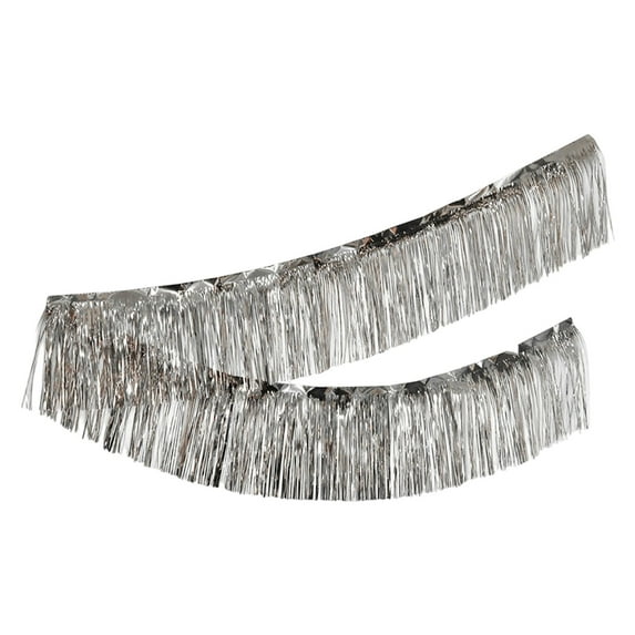 Valentine's Day Decoration,1 Pack 3m Foil Fringe Garland Metallic Foil Tinsel Fringe Garland Wall Hanging Fringe Banner for Parade Floats, Wedding, Valentine's Day,Birthday Party Decor(Silver)