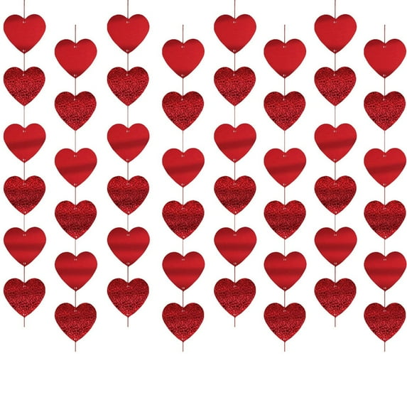 Valentine's Day Decoration Hanging Rope Wall Decoration Valentine's Day Hanging String Decoration Party Heart Shaped Garland Ribbon Decoration,D