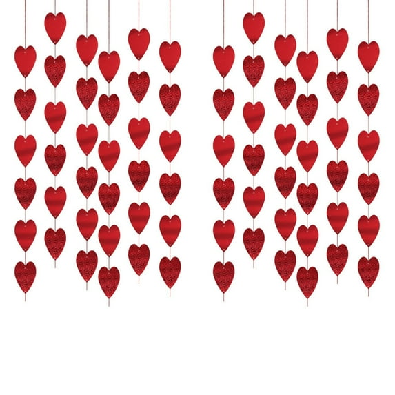 Valentine's Day Decoration Hanging Rope Wall Decoration Valentine's Day Hanging String Decoration Party Heart Shaped Garland Ribbon Decoration,E