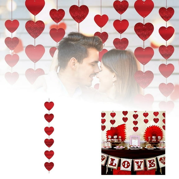 Valentine's Day Decoration Hanging Rope Wall String Heart Shaped Garland Ribbon for Party Event Valentine's Day Decorations