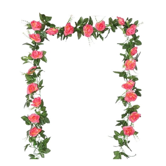 Valentine's Day Decoration, Rose Vine Garland, 220cm Simulation Rose Vines Wall Hanging Mantel Tabletop Decor, Realistic Long Lasting Romantic Floral Accent