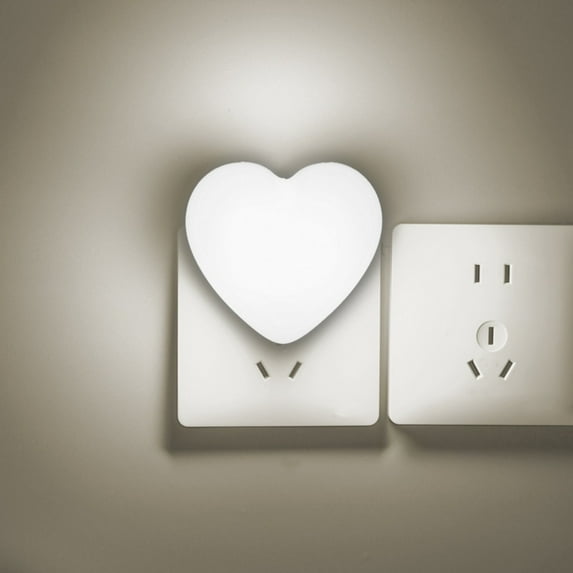 Valentine's Day Decorations,Heart Shape Nightlight Plug Into Wall Heart Night Light, LED Night Light, Cute Nightlight with Auto Dusk to Dawn Sensor, Bedroom Living Room Decor Valentine Gift(White)