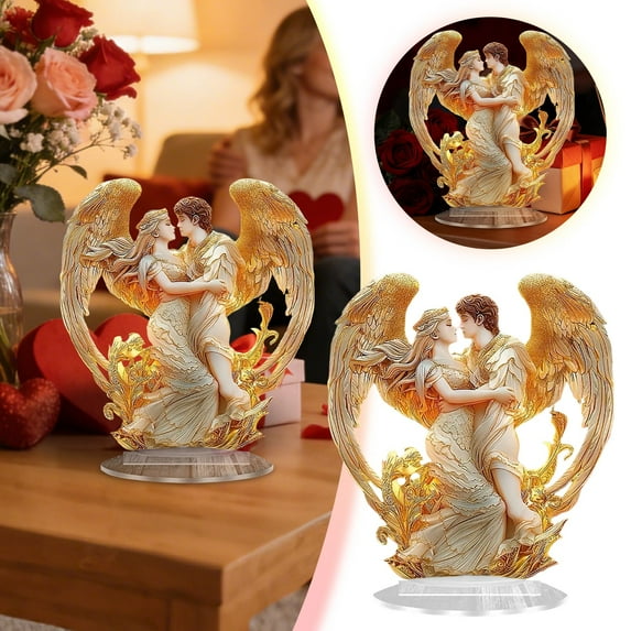 Valentine's Day Decorations Valentine's Day Fairy Flower House Couple Acrylic 2D Statue Collection 1Pcs Anniversary Wedding Valentine's Day Figurine Gifts Home Table Ornaments