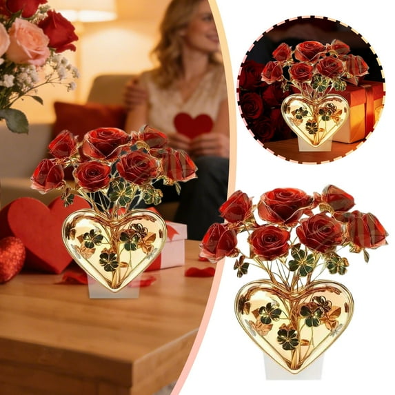 Valentine's Day Decorations Valentine's Day Fairy Flower House Couple Acrylic 2D Statue Collection 1Pcs Anniversary Wedding Valentine's Day Figurine Gifts Home Table Ornaments