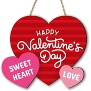 Valentine s Day Decorations, Wooden Valentine s Day Door Decor, Heart Shaped Door Hanging Sign, Happy Valentine s Day Door Hanger Front Door Decorations for Home Porch, Wall, Outdoor