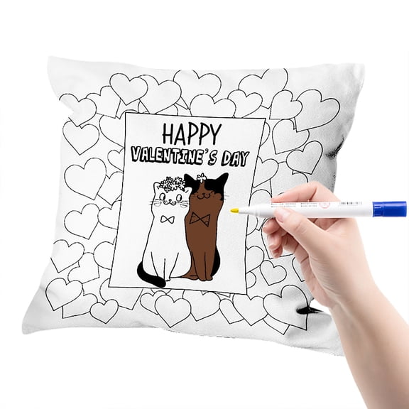 Valentine's Day Decorative Gifts for Kids - Color Your Own Pillowcase Coloring Craft Coloring Cute Animal Pillow Case for Boys Girls Decoration Supplies Craft