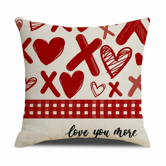 Valentine's Day Decorative Throw Pillow Covers, Red Heart&Rose Holiday Porch Patio Home Decor, for Outdoor Sofa Couch Cushion Case,16X16 in