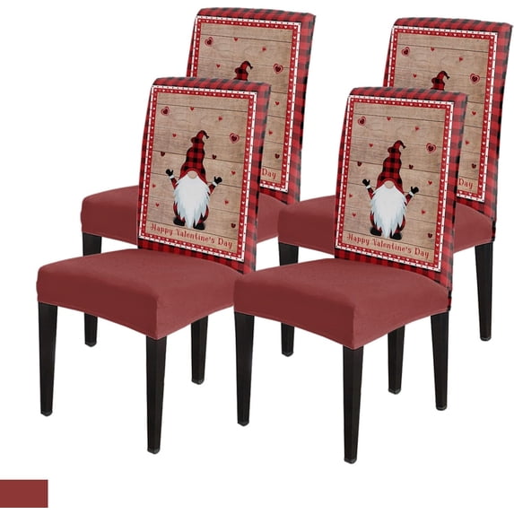 Valentine's Day Dining Chair Cover Set of 4, Mothers' Day Rose Petal Heart Vintage Wooden Board Plank Parsons Chair Slipcover Stretch Removable Chair Seat Protector Cover for Party Anniversary