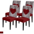 thumbnail image 1 of Valentine's Day Dining Chair Cover Set of 4, Mothers' Day Rose Petal Heart Vintage Wooden Board Plank Parsons Chair Slipcover Stretch Removable Chair Seat Protector Cover for Party Anniversary, 1 of 6