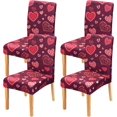 thumbnail image 1 of Valentine''s Day Dining Room Chair Covers Set of 4,Heart Pattern Stretch Parsons Chair Covers,Valentine Love Decorations Kitchen Chair Seat Cover Protector(Purple&Red,4 Pack), 1 of 6