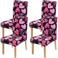 thumbnail image 1 of Valentine''s Day Dining Room Chair Covers Set of 4,Pink Heart Stretch Parsons Chair Covers,Love Valentine Decorations Kitchen Chair Seat Cover Protector(Black&Pink,4 Pack), 1 of 6
