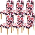 thumbnail image 1 of Valentine''s Day Dining Room Chair Covers Set of 6,Colorful Heart Stretch Parsons Chair Covers,Valentine Decorations Kitchen Chair Seat Cover Protector(White,6 Pack), 1 of 6