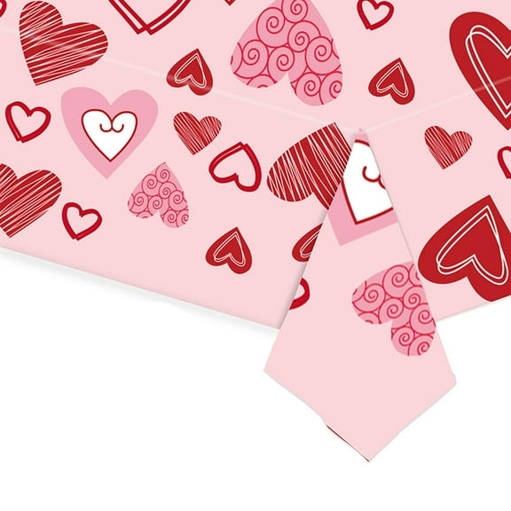 Valentine's Day Disposable Tablecloth 54x108 Inch, Romantic Themed Party Decor Background Cloth for Proposal, Wedding, Holiday Dinner Table Covering | Large Decorative Fabric for Event Layout