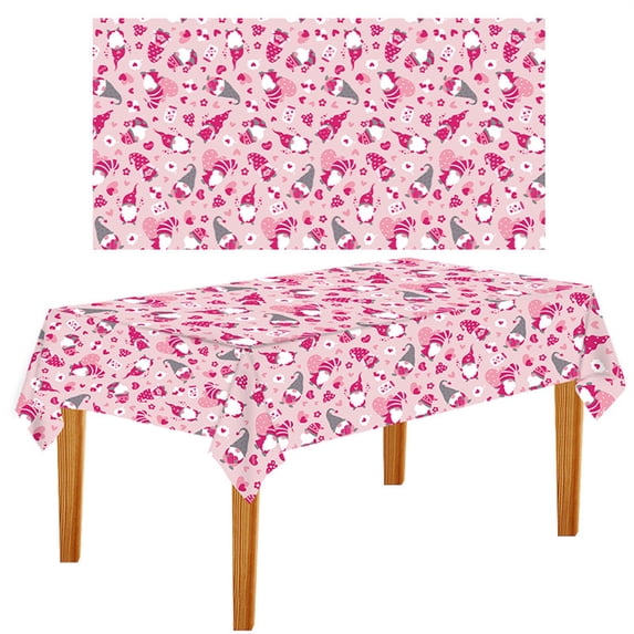 Valentine's Day Disposable Tablecloth, Romantic Red Heart Printed Plastic Table Cover, Romantic Heart-Themed Tablecloth, Waterproof Valentine's Day Table Decorations 54x108 In (1Pcs)