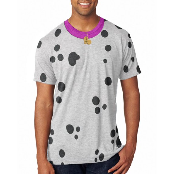 Valentine's Day Dog Dalmatian Costume Pink Collar Be Mine All Over Mens T Shirt Heather White X-LG