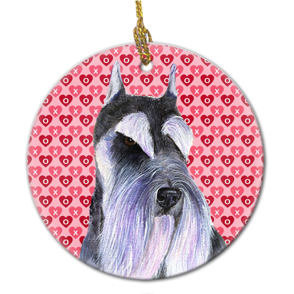 Carolines Treasures SS4477CO1 Schnauzer Hearts Love and Valentines Day Ceramic Ornament, Multicolor