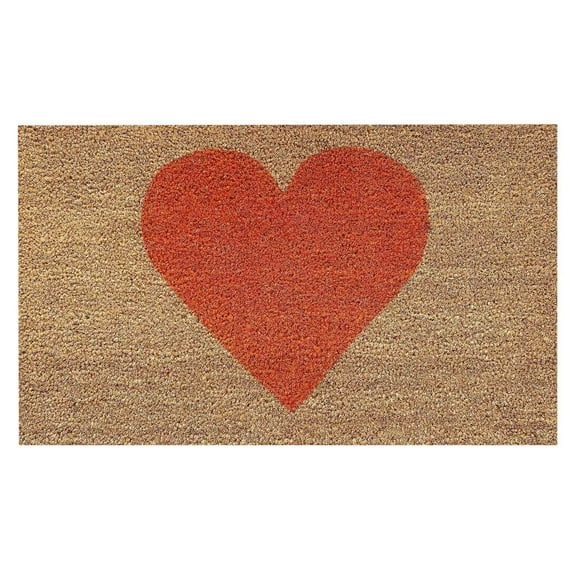 Valentine's Day Door Mat Red Heart Welcome Doormat for Outdoor Entrance Spring Coir Front Door Mat for Anniversary Wedding Home Decor(24* 16inch)