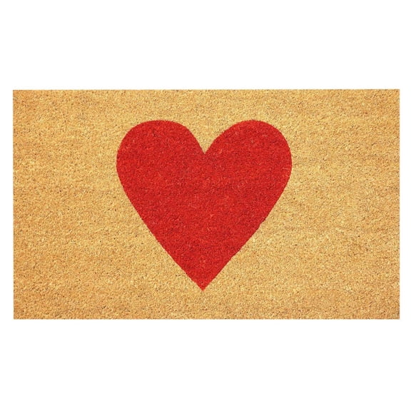 Valentine's Day Door Mat Red Heart Welcome Doormat for Outdoor Entrance Spring Coir Front Door Mat for Anniversary Wedding Home Decor(24* 16inch)