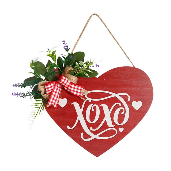 Valentine's Day Door Sign,Heart-Shaped Wooden Sign,Floral Decor Door Sign,Love Wall Hanging Plaque,Heart Hanging Decor,Porch Door Decoration,Window Wall Decor Sign