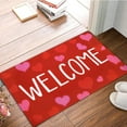 thumbnail image 1 of Valentine's Day Doormat, Red Heart Welcome Mat for Front Door, Indoor & Outdoor Rug, Non-Slip Durable Floor Mat for Home Entrance, Romantic Housewarming Gift 24x16 In (1Pcs), 1 of 8