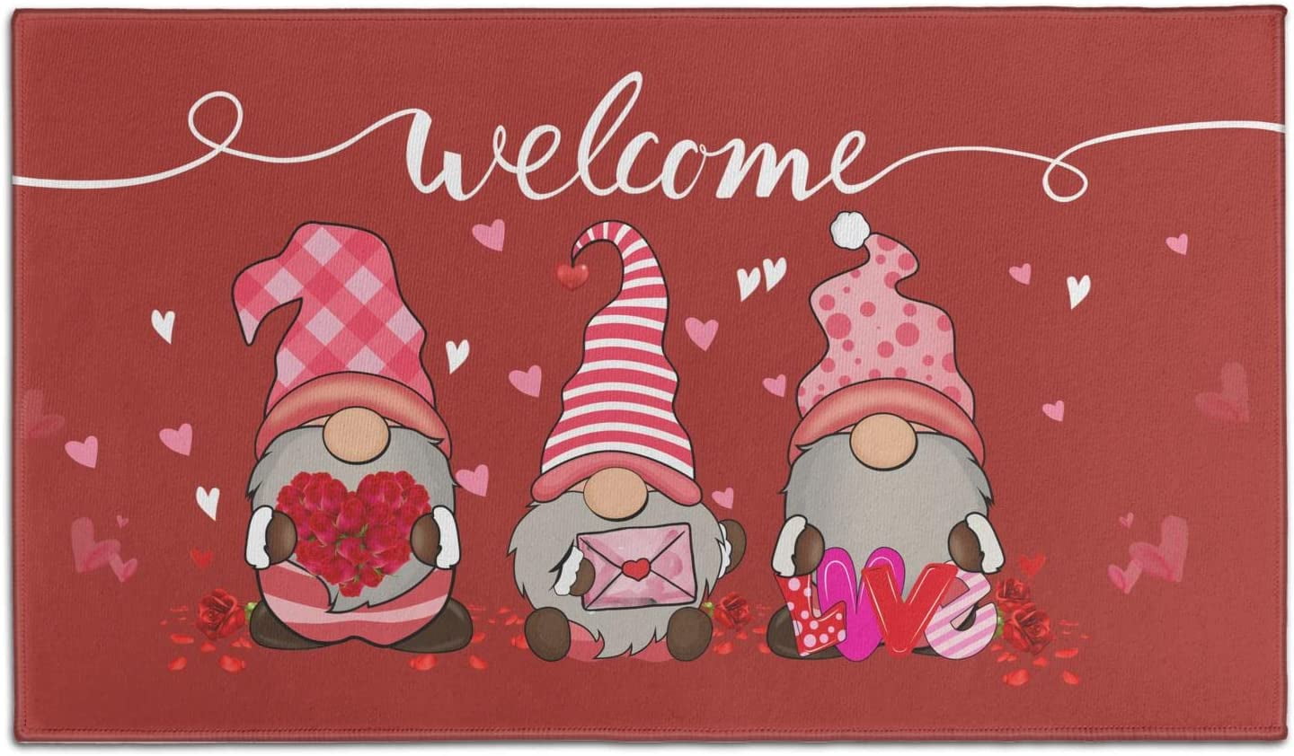 Valentine''s Day Doormat Red Truck Door Mats Rose Flower