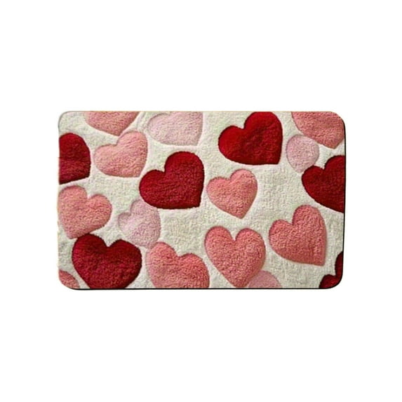 Valentine's Day Doormat, Red and Pink Heart Rug, Sweet Love Design Indoor Outdoor Entrance Mat, Front Porch Home Decor, Holiday Decorative Supplies