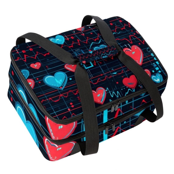 Valentine's Day Double Layered Insulated Lunch Bag with Two Compartments, Large Capacity, Refrigeration Function, and Hand-Carrying - 7.1x11.4x16.1 Inches