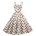 thumbnail image 1 of Valentine's Day Dress for Women Sleeveless Spaghetti A Line Strap Dresses Print Casual Scoop Neck Midi Summer Sundress Beige M, 1 of 6
