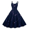 thumbnail image 1 of Valentine's Day Dress for Women Sleeveless Spaghetti A Line Strap Dresses Print Casual Scoop Neck Midi Summer Sundress Navy 2XL, 1 of 6