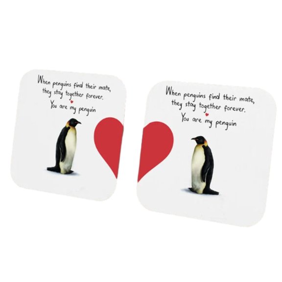 Valentine's Day Drink Coaster Penguins Pattern Cup Mat Set Durable Cup Pads