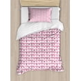 thumbnail image 1 of Valentine's Day Duvet Cover Set, Continuing Composition of Dotted Heart Shapes, Decorative 2 Piece Bedding Set with 1 Pillow Shams, Twin Size, Ruby Pink, by Ambesonne, 1 of 3