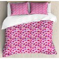thumbnail image 1 of Ambesonne Valentine's Day Duvet Cover Set, Hearts in Geometric, Queen, Pink Fuchsia and Salmon, 1 of 3