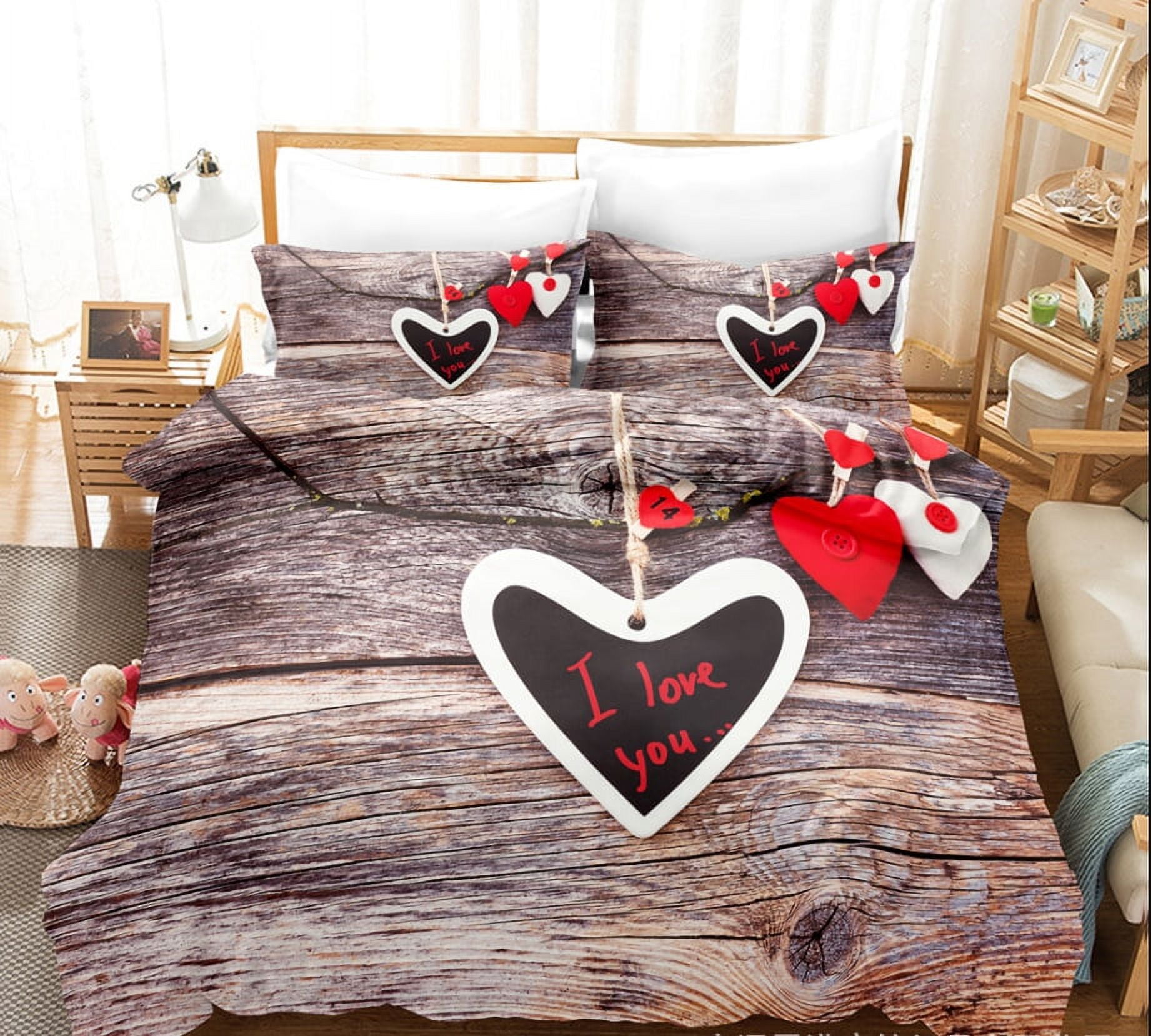 Valentine's Day Duvet Cover Set Twin Full Queen King Size 3D Printed