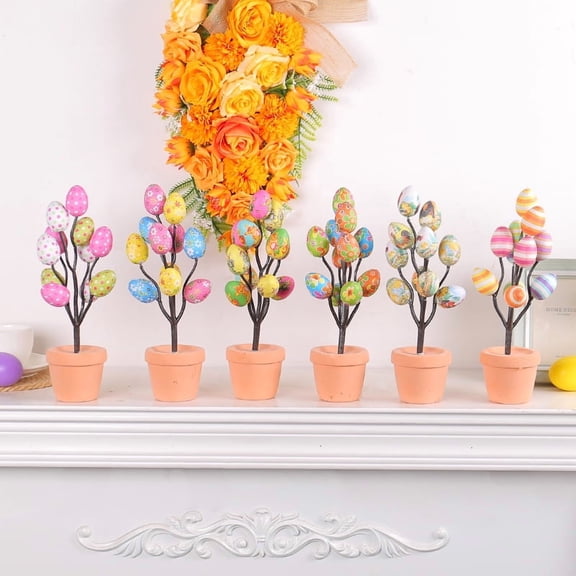 Valentine's Day & Easter Decorations 26cm Colorful Egg Flower Pot for Outdoor & Indoor Use, Courtyard & Room Decor