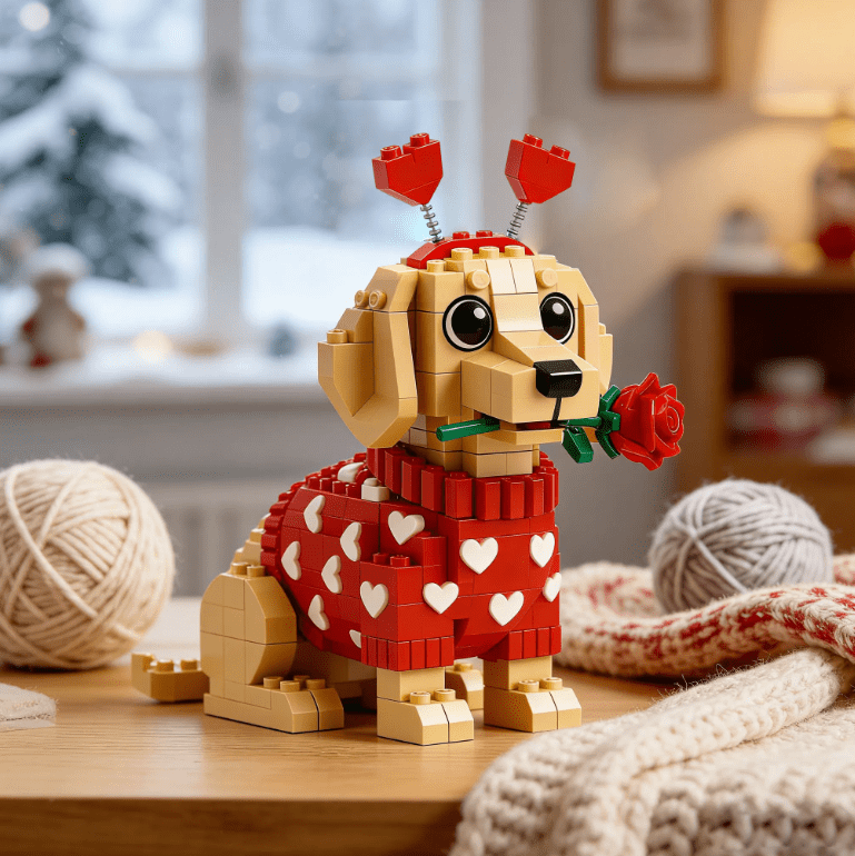 Valentine's Day Edition Labrador Brick Set Valentine's Art Building Set ...